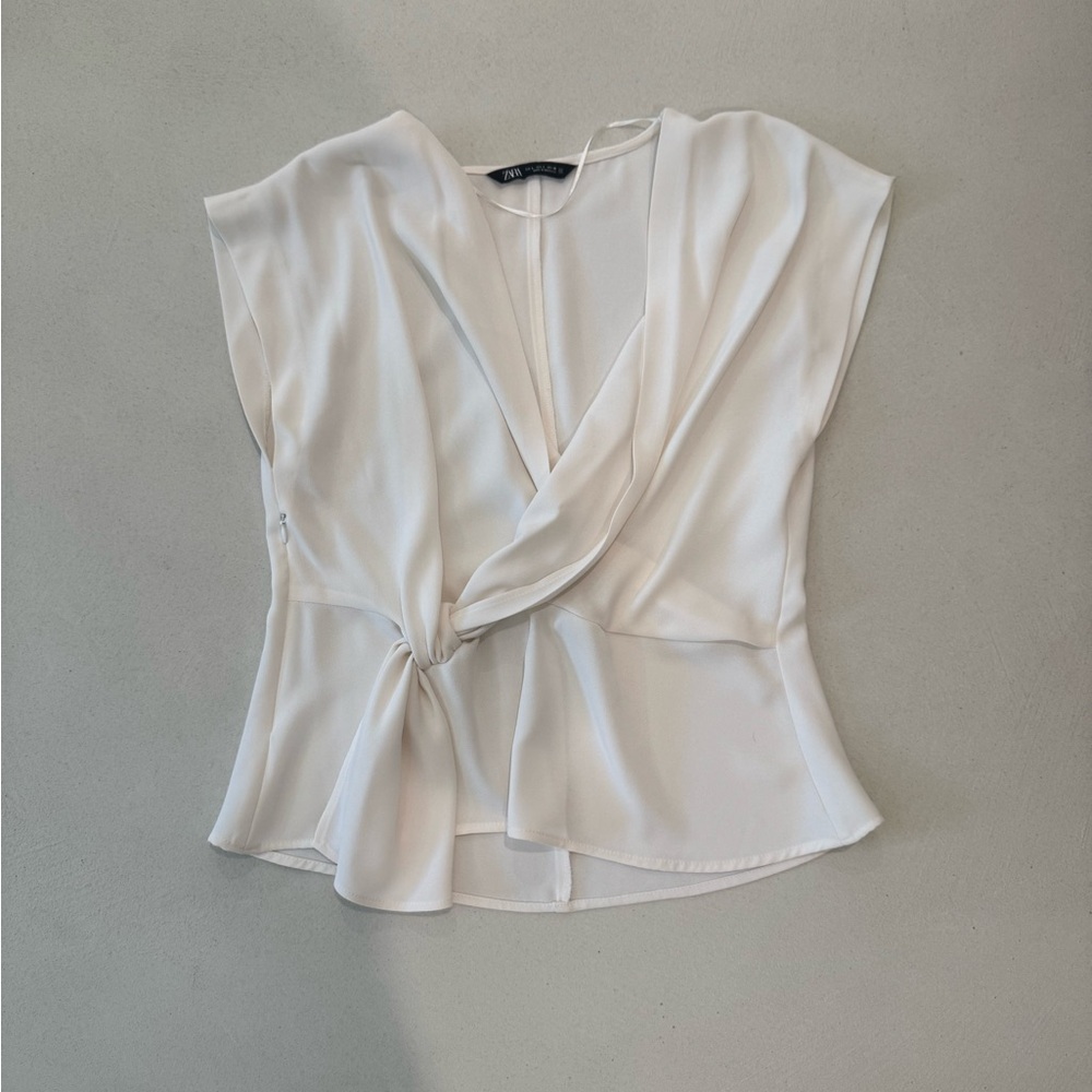 Zara Cream Drape Blouse